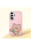Samsung Galaxy A16 Compatible Case with Camera Protection Pink Silicone Couple Phone Case with Teddy Bear Pattern