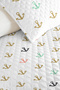 Marine White Young Room Single Pique Set-Pastel Anchor Motif 160X220 cm Quilted Bedspread - 3