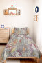 Modern Abstract Gray Young Room Single Pique Set-Pastel Lilac Yellow 160X220Cm Quilted Bedspread - 5