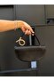 Metal ring detailed hand and shoulder bag black