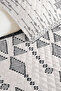 Bohemian Geometric White Single Pique Set - Ethnic Anthracite 160X220 cm Quilted Bedspread - 3