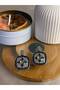 Women's Steel Shiny Zircon Stone Blue Earrings - 2
