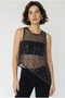 Women's Black Asymmetrical Cut Sequin Detailed Mesh Blouse 4250 60286333 - 3