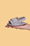 Willi Gray Suede Barefoot Non-Slip Sole Velcro Easy to Wear First Step Children's Tasseled Sandals - 2