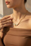 Brass Gold Color Zircon Stone Serenay Necklace - Ebj260701W44205 - 4