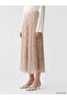 تنورة LCW Modest بيج مطوية ومزخرفة بخصر مطاطي - 3