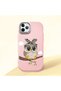 iPhone 11 Pro Compatible Case Camera Protector Pink Silicone Couple Phone Case with Owl Pattern
