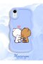 iPhone Xr Compatible Case Camera Protector Blue Silicone Couple Phone Case Cute Pattern - 2