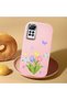 Redmi Note 12 Pro 4g Compatible Case Camera Protector Pink Silicone Couple Phone Case with Floral Pattern - 2
