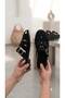 Black Women's H Model Gold Buckle Slippers Suede Daily Flat Sole Summer Sandals Sl05 - 6
