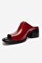 Sorex Red Patent Leather Genuine Leather Women's Thick Heeled Slippers - 6