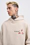Men's Embroidery Bird Hooded Sweatshirt Light Beige - 3