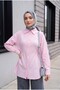 Striped Buttoned Modal Tunic with Side Laces - Pink - 2