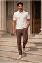 Newman Regular Fit Buttoned Polo Collar Viscose Knitwear Men's T-Shirt - Ecru - 7