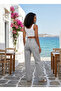 Gabriela Light Snow Gray Lycra-Free Super High Waist Loose Stretch Jeans Palazzo Trousers - 3