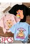 New Season 3-Piece Set Girls' T-Shirt, Multi-Color, 100% Cotton