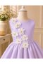 Special Design Lilya Model Lilac Color Sleeveless Flower Accessory Detailed Girls' Evening Dress - 3