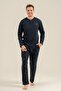 Men's Just Breathe Navy Blue Long Sleeve Pajama Set Ar3853-S-V1 - 2