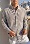 Arin 100% Cotton Linen Textured Striped Oversize White-Black Men's Shirt - 6