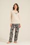 Women's Care Yourself Cream Long Sleeve Pajama Set Ar3738-S-V2 - 2