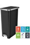 Hana Slim 30L Kitchen Bin, Pedal Rubbish Bin with Soft Close and Stay-Open Lid, Space Saving Recycling Waste Bin for Home or Office, Black