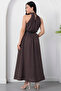 Halter Neck Leather Belted Polka Dot Dress K-261729 - 7