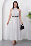 Halter Neck Leather Belted Polka Dot Dress K-261729