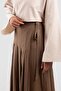 Pile Detailed Linen Trouser Skirt Brown - 5