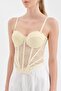 Women's Corset with Chest Pads and Underwire, Lace Fabric Detailed Design - 4