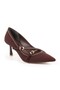 Women's Stiletto Nubuck Cross Strap Studded Detailed Thin Heel Evening Shoes L085.K1750