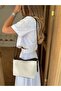 Knitted Leather Handle Linen Hand and Shoulder Bag Black - 3