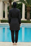 2-Piece Set (with Bonnet Gift) Parachute Fabric Hijab Swimsuit with High Collar, Front Zipper and Elastic Waist D11 - 3