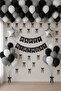Black Gray White Balloon Ribbon Birthday Set 35 Balloons
