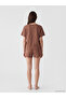Alita City with a Difference from Lcw Dream Brown Patterned Short Sleeve Women's Shorts Pajama Set - 4