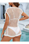    Women's Double Breasted Detail Openwork Knitwear Pareo - 4