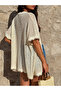 Women's Ecru Openwork Knitwear Cardigan Summer Mesh Knit Kimono Comfortable Fit Short Sleeve Beach Cardigan - 3