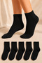 Women's Black Bamboo Extra Soft Seamless Socks 5 Pairs Short Socks Anti-Sweat Soft Socks