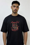 Horror Icons Design Printed Oversize Black T-Shirt