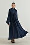 Seersucker lined dress with tie detail - navy blue - 2
