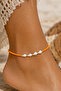 Orange Beaded Seashell Anklet