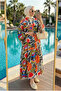Women's Ruffle Sleeve Ethnic Patterned Layered Hijab Dress (Unlined) - 6