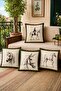 Green Framed Horses Patterned Set of 4 Throw Pillow Covers - 2