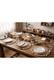 6-Piece Jute Supla American Service Set Jute Color Bohemian Tableware Presentation Plate Coaster 32 cm - 6
