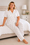 Women's Milan Fabric Comfortable Fit Buttoned Short Sleeve Pajama Set 3149 - 4