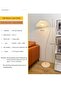 LED Floor Lamp with Pleated Shade, Modern Stand Light with Warm Light Bulb, Metal Pole, Beige Shade - 3