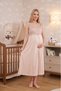 New Season Beige Lace Detailed Design Buttoned Wide Strap 100% Cotton Maternity Maternity Dressing Gown Nightgown Set of 2 - 4