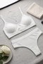 Women's Ecru Ribbed Lace Bralette Set with Removable Pads - 3