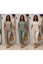 Women's Round Neck Short Sleeve Oversize Loose Linen Blouse - 3