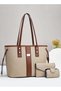 3PCS Tote Bag Set for Women Large Capacity Hand Shoulder Bag with Adjustable Drawstring Fashion Purse Clutch Bag Set for Office Travel Daily Bag - 4