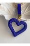 Keyring and Bag Accessory Dark Blue Color with Full Stone Heart-Shaped Hollow Design Shiny Luxury Accessory - 3